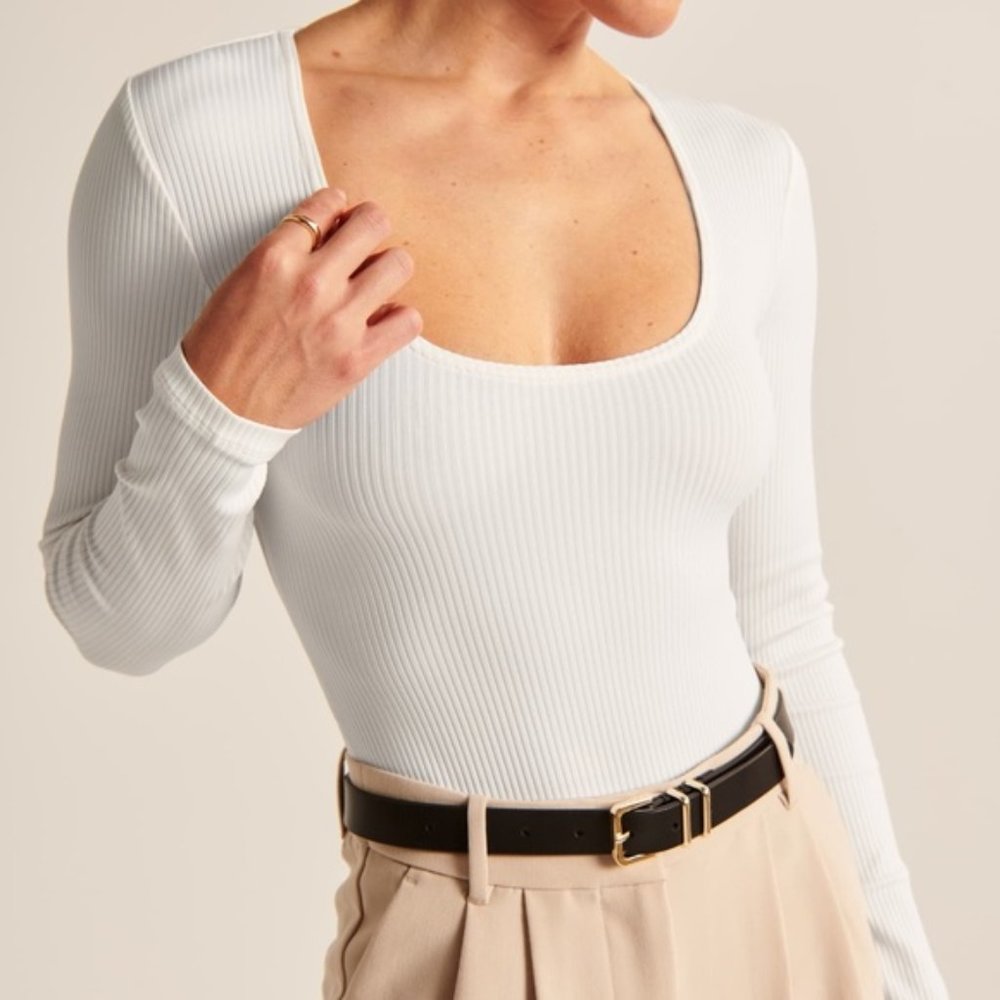 Abercrombie Long-Sleeve Scoopneck Ribbed Bodysuit